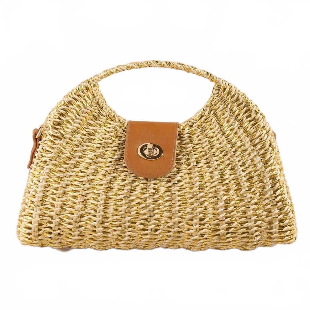 NEW ANARCHY STREET women's woven straw top handle handbag in bei